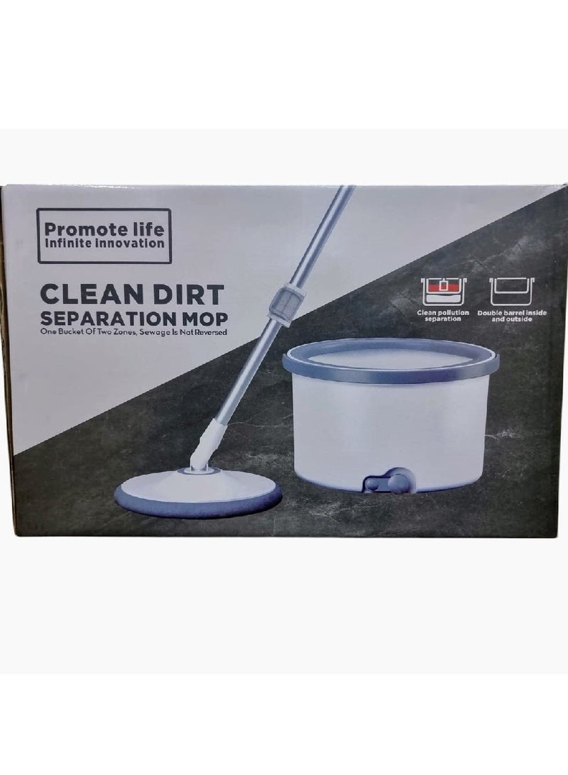 ممسحة ودلو دوارة 360 درجة، مجموعة ممسحة مسطحة ذاتية الفصل مع 2 وسادات من الألياف الدقيقة ومقبض قابل للتمديد، مثالية لتنظيف جميع أنواع الأرضيات - Image 2