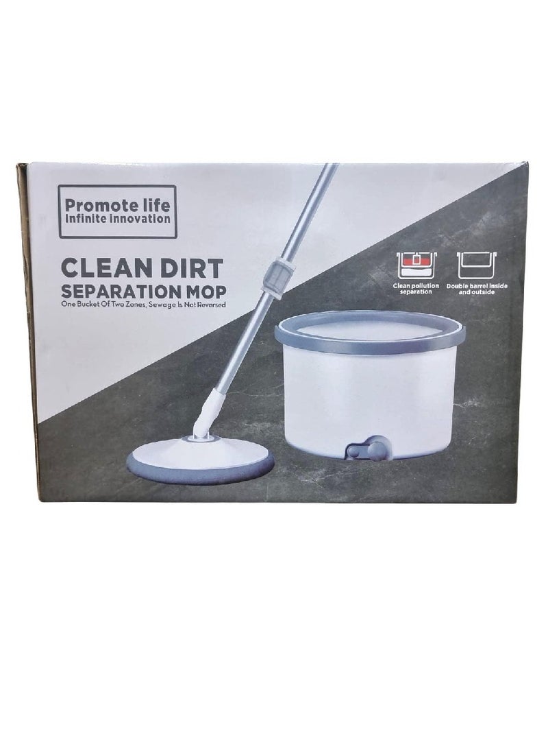 ممسحة ودلو دوارة 360 درجة، مجموعة ممسحة مسطحة ذاتية الفصل مع 2 وسادات من الألياف الدقيقة ومقبض قابل للتمديد، مثالية لتنظيف جميع أنواع الأرضيات - Image 4