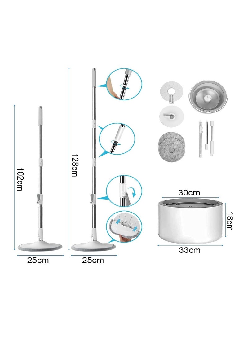 ممسحة ودلو دوارة 360 درجة، مجموعة ممسحة مسطحة ذاتية الفصل مع 2 وسادات من الألياف الدقيقة ومقبض قابل للتمديد، مثالية لتنظيف جميع أنواع الأرضيات - Image 5