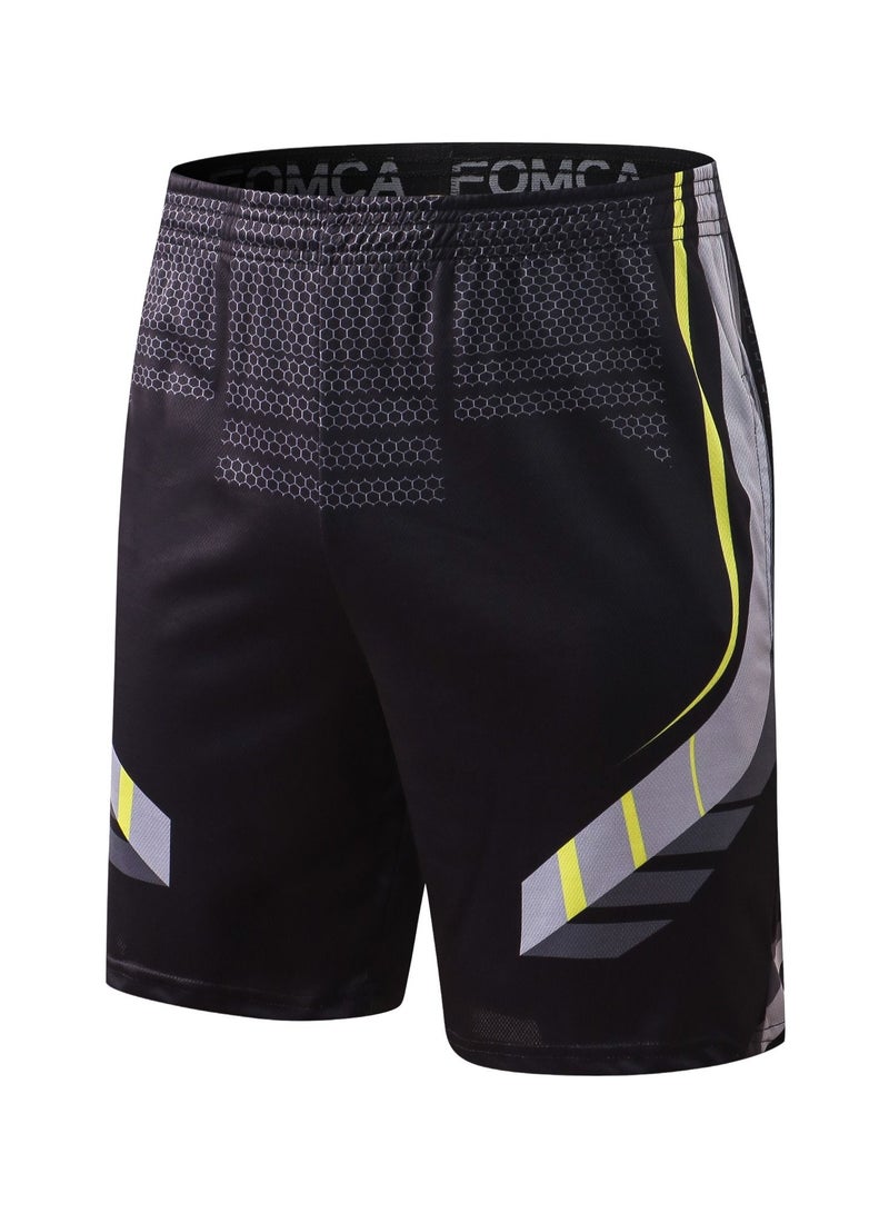 YEL PRO Men Quick Dry Breathable Elastic Shorts Black - Image 1