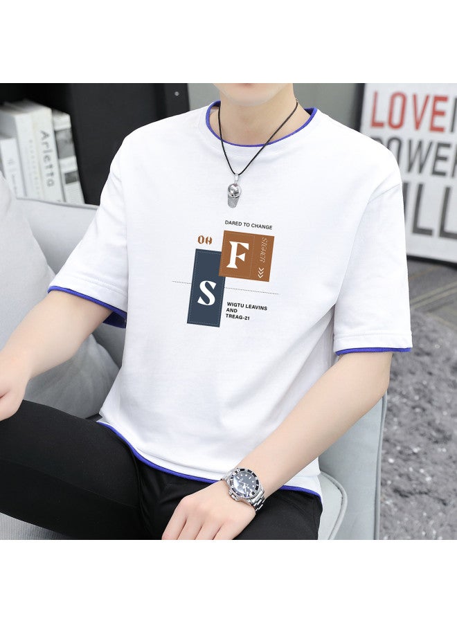 FOLUNSI Two-in-one T-shirt Men's Summer Casual Short Sleeve Tee Breathable Comfortable Top With Half Sleeves - Image 2