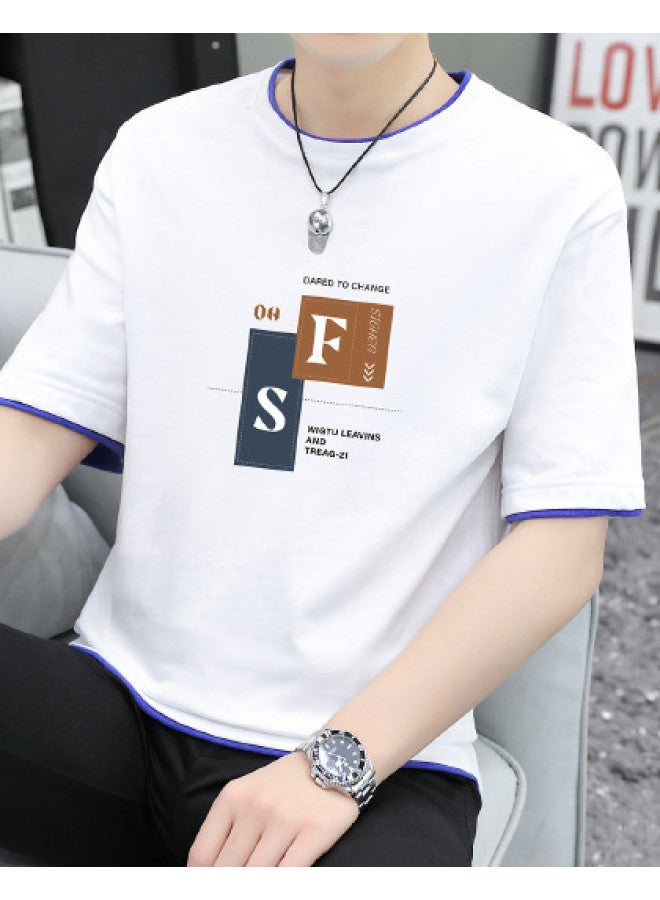 FOLUNSI Two-in-one T-shirt Men's Summer Casual Short Sleeve Tee Breathable Comfortable Top With Half Sleeves - Image 1