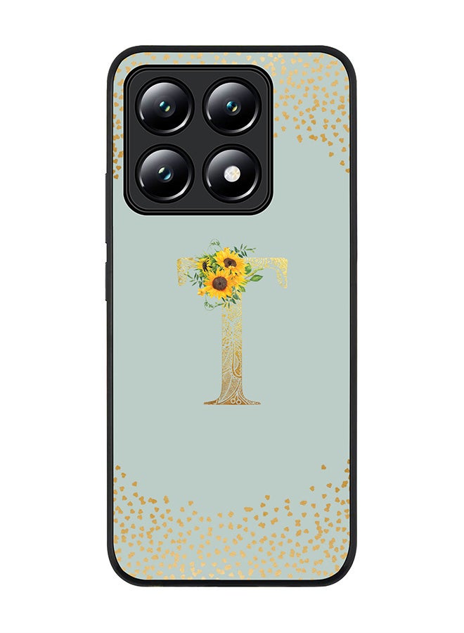 Stylizedd For Xiaomi 14T Case,Slim fit Camera Protection, Shockproof Thin Phone cover - Custom Floral Monogram - T (Light Grey ) - Image 1