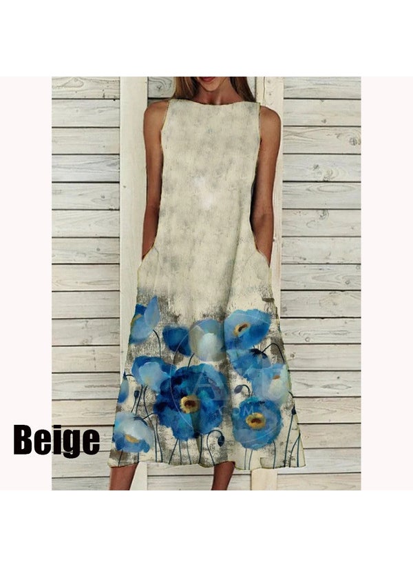 Generic Elegant Floral Print Womens Dress 2021 Summer New Style Dresses For Women Vintage Fashion Ladies Vestidos S:136g   5XL：169g 