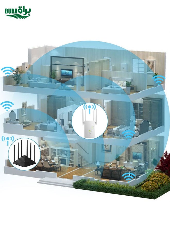 BURAQ U6 5Ghz Wireless WiFi Repeater 1200Mbps Router Wifi Booster 2.4G Long Range Extender(EU Plug)  - Image 5