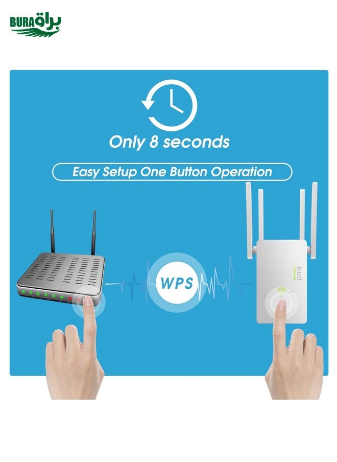 BURAQ - U6 5Ghz Wireless WiFi Repeater 1200Mbps Router Wifi Booster 2.4G Long Range Extender(EU Plug) - Image 1