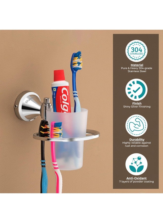 plantex Plantex 304 Grade Stainless Steel Tumbler Holder Stand/Tooth Brush Holder/Bathroom Accessories - Pack of 1, Niko (Chrome)  - Image 3