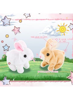 Civaner 2 Pcs Interactive Rabbit Toys Plush Stuffed Walking Bunny Toy With Sounds And Movements Hopping Robotic Toys Easter Gift Present (Rabbit Style)  - Image 3