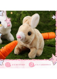 Civaner 2 Pcs Interactive Rabbit Toys Plush Stuffed Walking Bunny Toy With Sounds And Movements Hopping Robotic Toys Easter Gift Present (Rabbit Style)  - Image 4