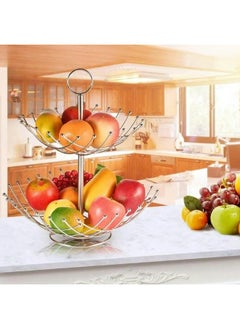 LOFT FRUIT BASKET 2-LEVEL,D36XH40CMS,SILVER,IRON-111526  - Image 4