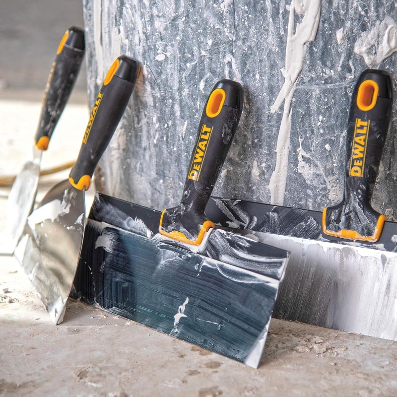 DEWALT Blue Steel Taping Knife 4-Pack with Bonus 6-Inch Soft Grip Putty Knife - Image 3