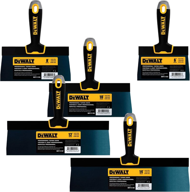 DEWALT Blue Steel Taping Knife 4-Pack with Bonus 6-Inch Soft Grip Putty Knife - Image 1