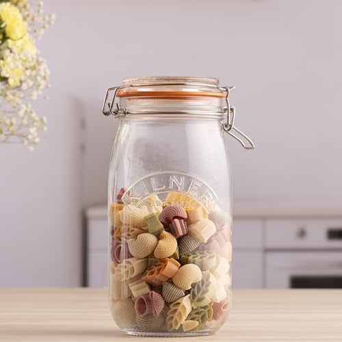 Kilner Premium 1.5L Round Airtight Glass Jar with Clip Top Lid for Coffee, Tea, Flour, Pulses, Grains, Lentils, Biscuits | Transparent, Reusable Multipurpose Kitchen Storage Container - Image 2