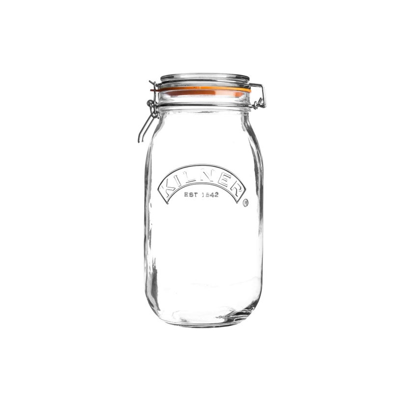 Kilner Premium 1.5L Round Airtight Glass Jar with Clip Top Lid for Coffee, Tea, Flour, Pulses, Grains, Lentils, Biscuits | Transparent, Reusable Multipurpose Kitchen Storage Container - Image 5