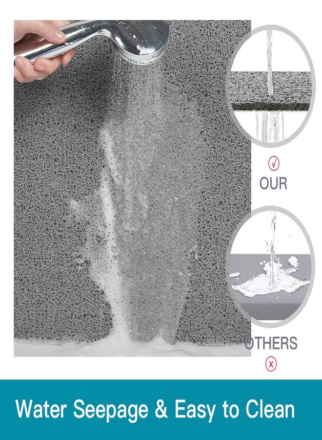 Zoryllic Shower Mat Non Slip,27 x 27 Inch Extra Large Bath Mat with Drain,Soft Square Loofah Shower Stall Mat Bathtub Mat for Bathroom,Without Suction Cups (Grey) - Image 3