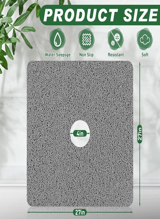 Zoryllic Shower Mat Non Slip,27 x 27 Inch Extra Large Bath Mat with Drain,Soft Square Loofah Shower Stall Mat Bathtub Mat for Bathroom,Without Suction Cups (Grey) - Image 2