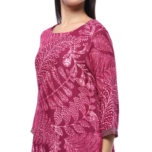 Biba Women Rayon Printed Kurta With Palazzo,Neckpeice (Assorted2003Eaw24Purple, Large - Image 2