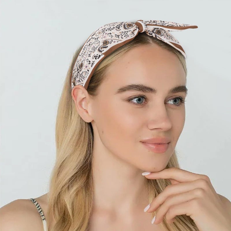 CAVETEE Bow Headbands for Women, Black and White Knotted Hair Bands for Women, 2 Pack Wide Hair Accessories - Image 3