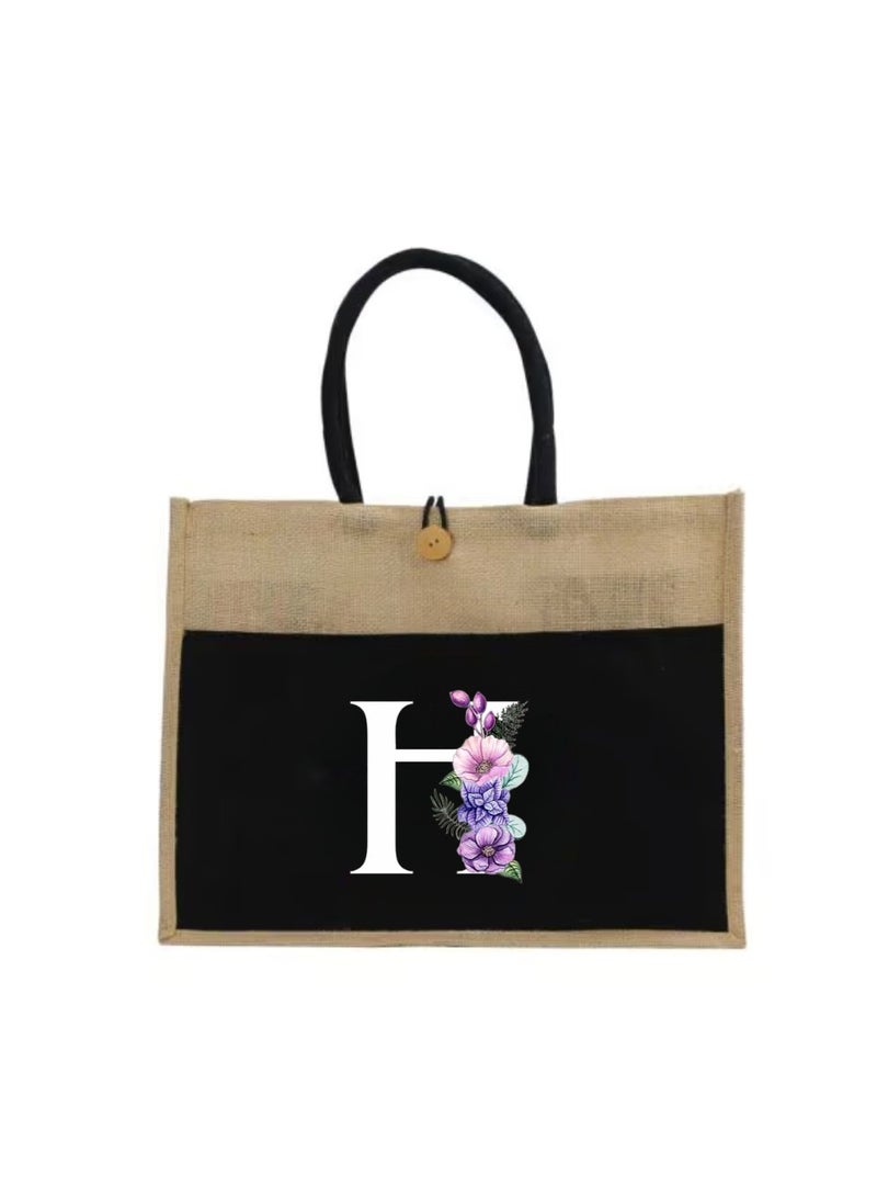 PRINTSHOP4ME Jute Bag Initial Letter Printed Design–Reusable,Durable Tote Bag For Gifting Or Everyday Use|Used For Festive Celebrations&Gifts For Special Person  - Image 2