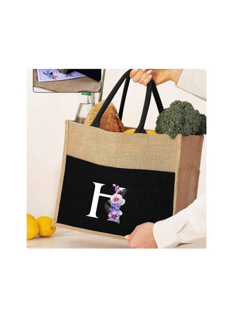 PRINTSHOP4ME Jute Bag Initial Letter Printed Design–Reusable,Durable Tote Bag For Gifting Or Everyday Use|Used For Festive Celebrations&Gifts For Special Person  - Image 3