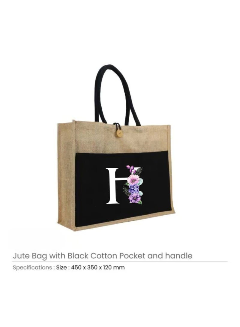 PRINTSHOP4ME Jute Bag Initial Letter Printed Design–Reusable,Durable Tote Bag For Gifting Or Everyday Use|Used For Festive Celebrations&Gifts For Special Person  - Image 4