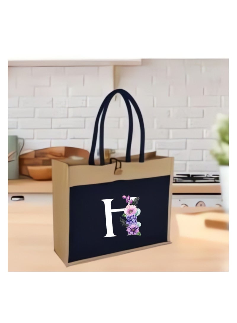 PRINTSHOP4ME Jute Bag Initial Letter Printed Design–Reusable,Durable Tote Bag For Gifting Or Everyday Use|Used For Festive Celebrations&Gifts For Special Person  - Image 5