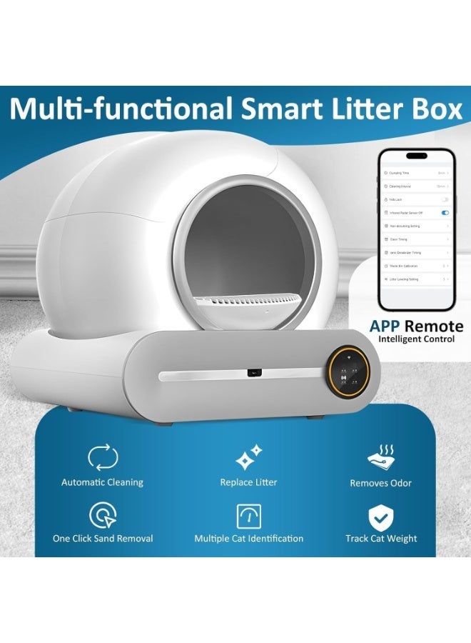 SKY-TOUCH Smart Self Cleaning Cat Litter Box,65L+ 9L Extra Large Capacity Upgraded Automatic Self Litter Box, APP Control/Odor Removal/Safety Protection/Low Noise for Cats 1-8kg,1 Roll Trash Bag - Image 4