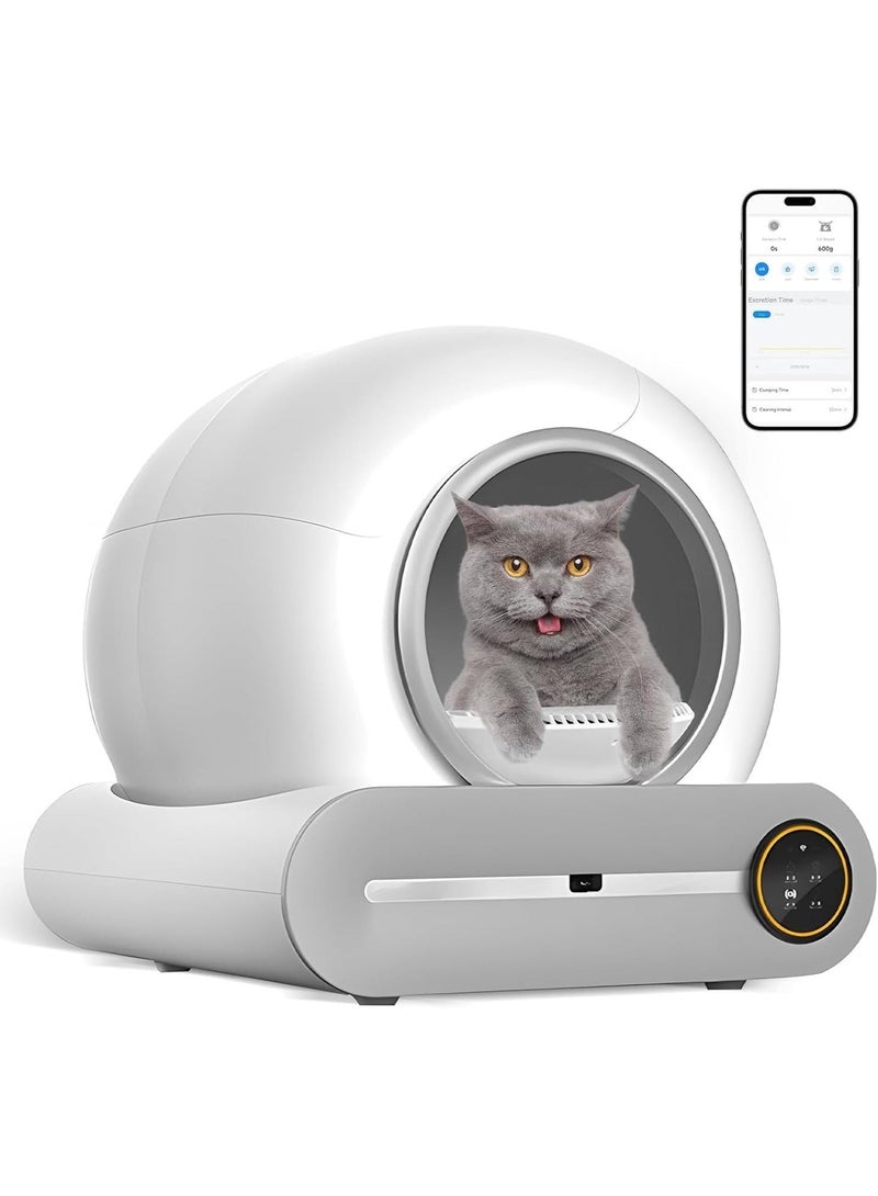 SKY-TOUCH Smart Self Cleaning Cat Litter Box,65L+ 9L Extra Large Capacity Upgraded Automatic Self Litter Box, APP Control/Odor Removal/Safety Protection/Low Noise for Cats 1-8kg,1 Roll Trash Bag - Image 1