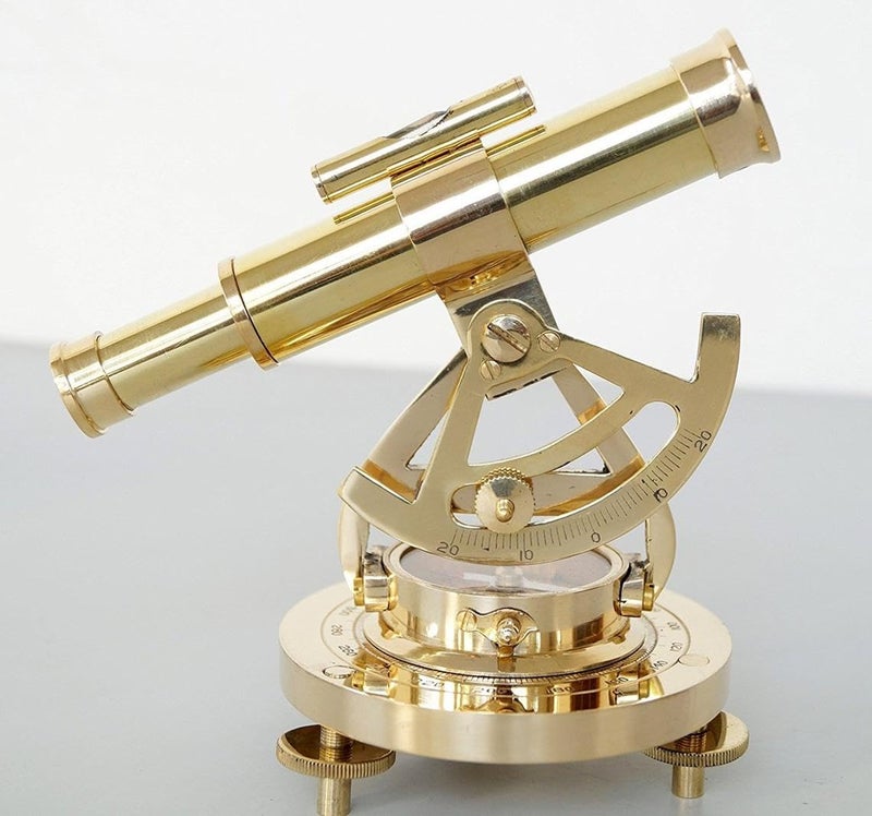 APAX APAX Premium Brass Nautical Alidade Telescope with Compass Survey Instruments Antique Maritime Navigation Tool Precision for Collectors and Adventurers Golden  - Image 1