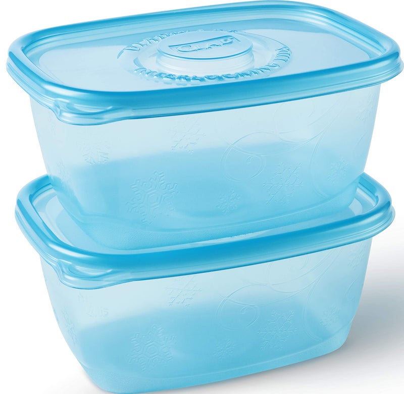 Glad Gladware Freezerware Food Storage Containers, Large Rectangle Holds 64 Ounces of Food, 2 Count Set | Tupperware, Plastic Food Container, Meal Prep Container, Plastic Containers with Lids - Image 4