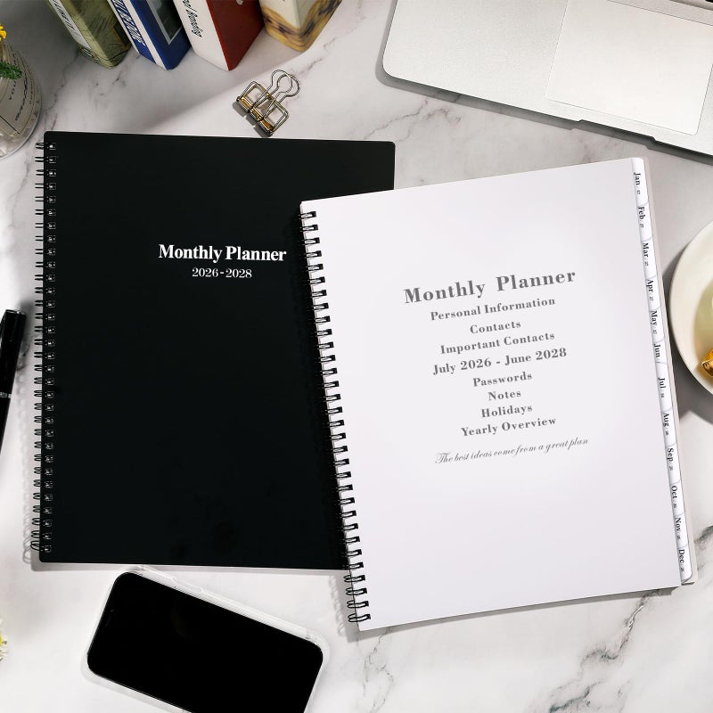 MaaIbok 2026-2028 Monthly Planner/Calendar - July 2026 - June 2028, Monthly Calendar 2026-2028, 9" x 11", 2 Years Planner, Cardboard Cover, Black - Image 2