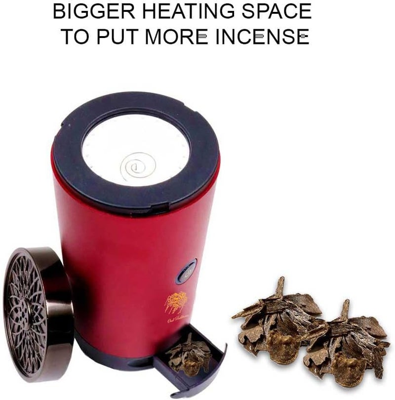 Bakhoor BoSidin New Incense Burner, Upgraded Quality with Incense Storage, USB Rechargeable Bakhoor Burner, Portable Electric Mubkhara Device for Home Office and Car (RED) - Image 2