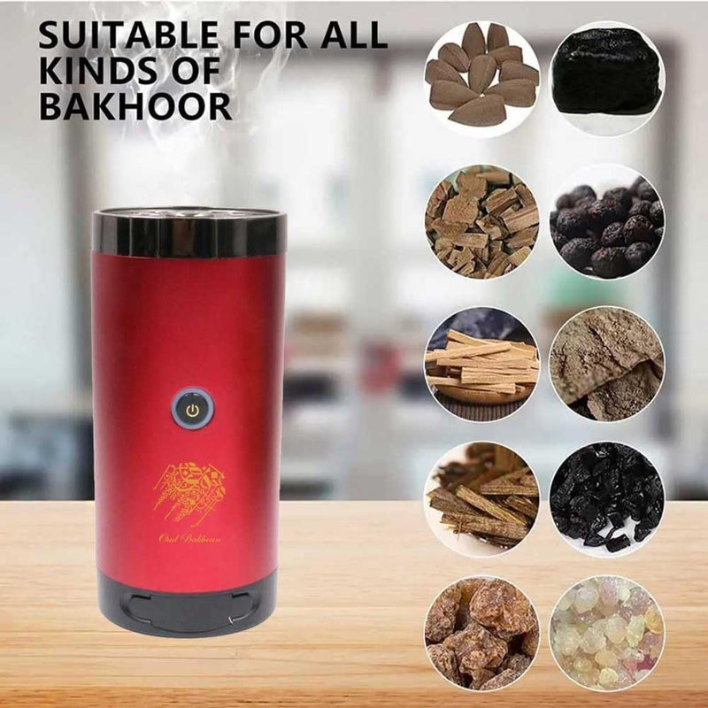 Bakhoor BoSidin New Incense Burner, Upgraded Quality with Incense Storage, USB Rechargeable Bakhoor Burner, Portable Electric Mubkhara Device for Home Office and Car (RED) - Image 3