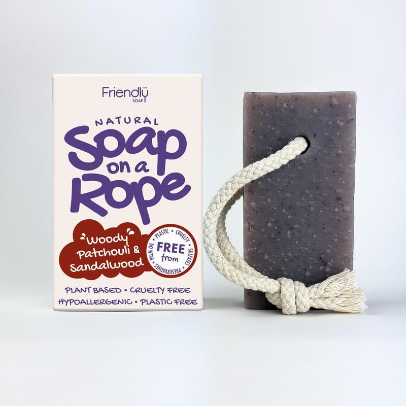 Friendly Soap Natural Soap On A Rope Woody Patchouli Sandalwood 125g