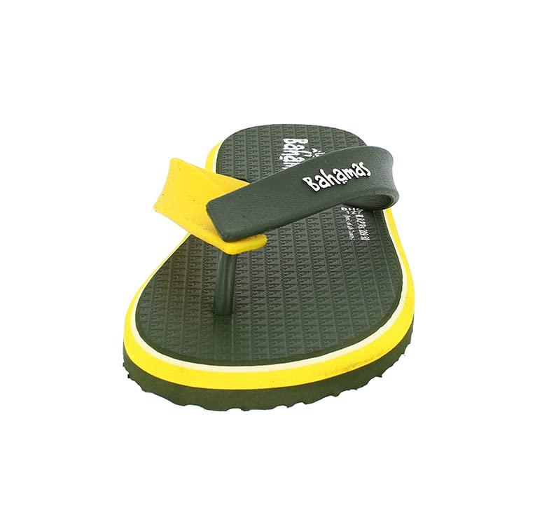 BAHAMAS Men's Slippers/Chappal/Bathroom Slippers/Flipflop for Boys (Olive-Yellow, numeric_7) - Image 3