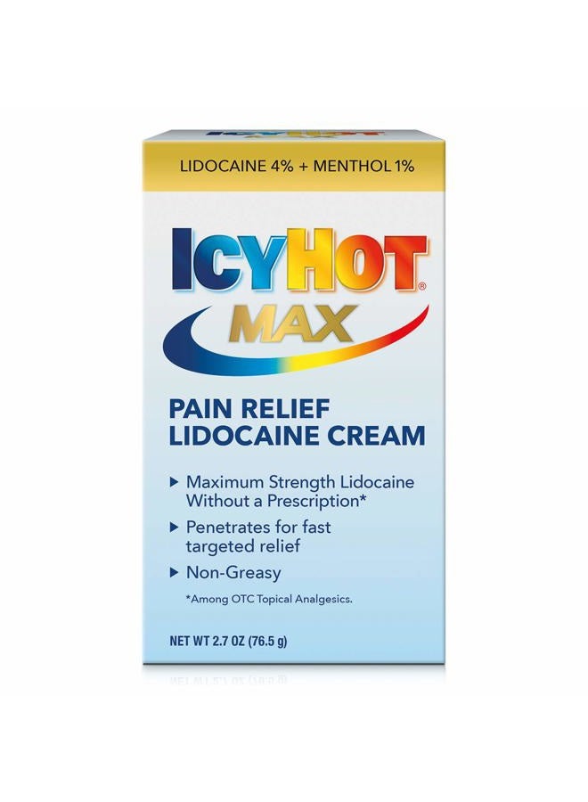 Icy Hot Max Strength Pain Relief Cream with Lidocaine Plus Menthol, 2.7 Ounces - Image 1