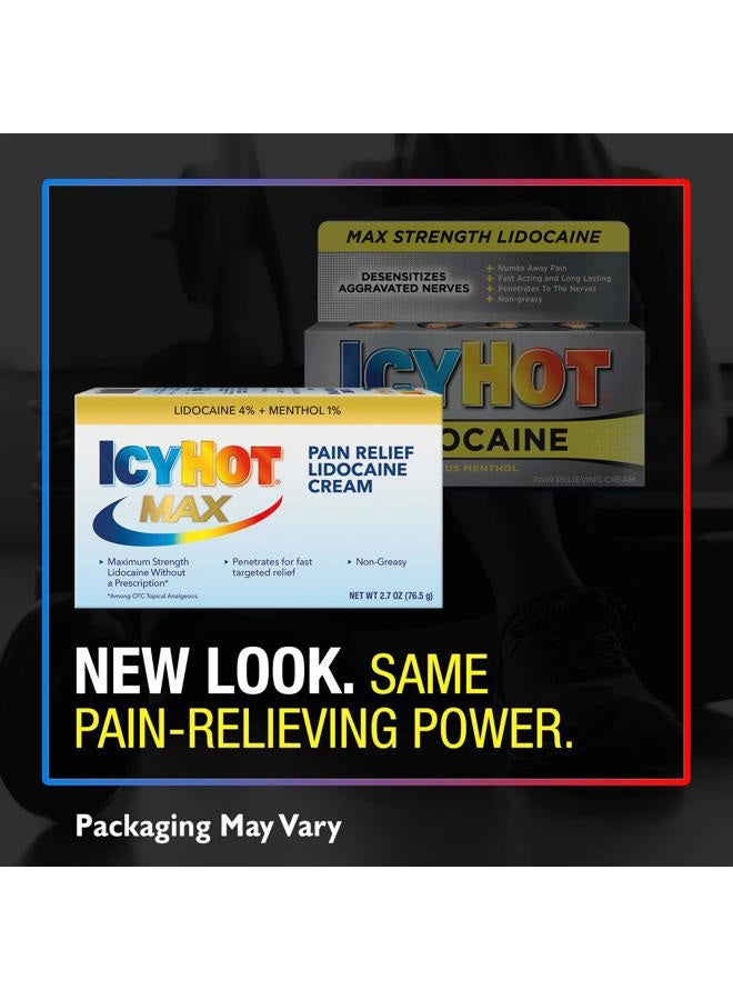 Icy Hot Max Strength Pain Relief Cream with Lidocaine Plus Menthol, 2.7 Ounces - Image 2