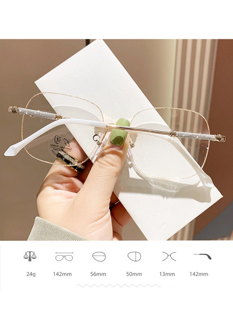 YALONG 2 PCS Women's Rimless Glasses Frameless Metal Fashion Diamond Cut Edge Blue Light Computer Readers with Anti Eyestrain (Gold/Silver) - Image 4