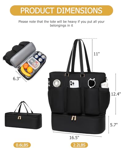 BAVERGE Lunch Tote Bag with Detachable Cooler, Waterproof Women Laptop Bag for Teacher Nurse Work Daily Travel Picnic Use - Image 3
