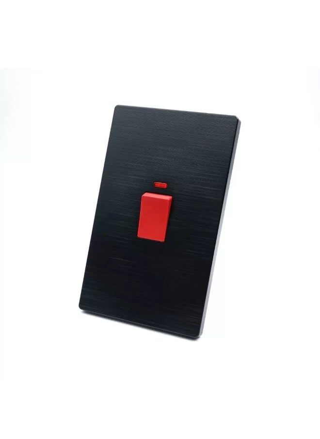 Elitco Elitco - 45A 1 Gang 250V DP Switch with Neon (3 x 6 inches) Brushed Black Color, 6.5mm. Minimal Thickness, Smooth, Wear Resistance, Elegant & Beautiful 