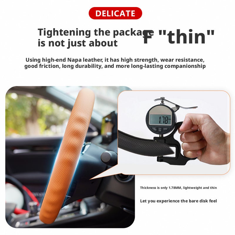 Universal Car Steering Wheel Cover - Nappa Leather, Breathable, Anti-Slip, Fits 38cm Wheels - Image 2