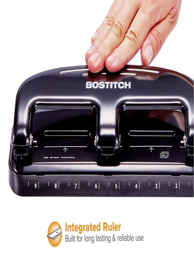 Bostitch Office EZ Squeeze 20 Sheet Standard 3 Hole Punch, Metal Construction, Silver/Black (HP20) - Image 3