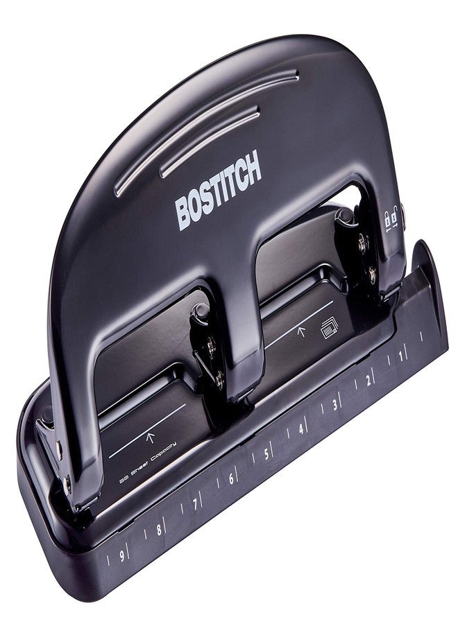 Bostitch Office EZ Squeeze 20 Sheet Standard 3 Hole Punch, Metal Construction, Silver/Black (HP20) - Image 1