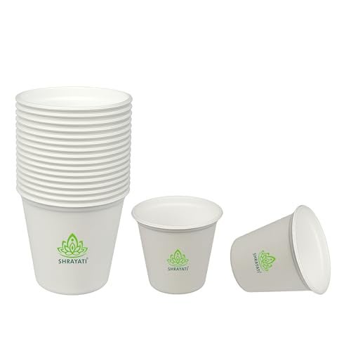 Shrayati Sugarcane Bagasse Cups, 250 ml, Pack of 50 Pcs, Biodegradable, Compostable, Ecofriendly, Best for Coffee and colddrinks and Serve Any Liquid Food (Hot and Cold) - Image 1