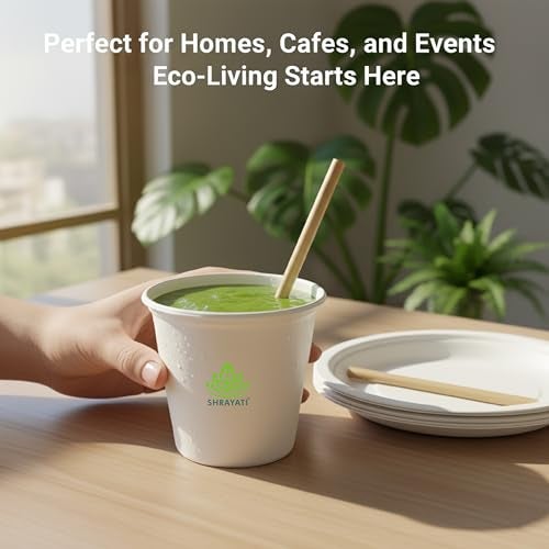 Shrayati Sugarcane Bagasse Cups, 250 ml, Pack of 50 Pcs, Biodegradable, Compostable, Ecofriendly, Best for Coffee and colddrinks and Serve Any Liquid Food (Hot and Cold) - Image 5