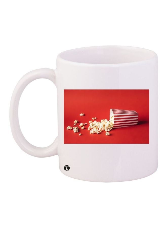 Popcorn Printed Coffee Mug White/Red/Beige 11ounce