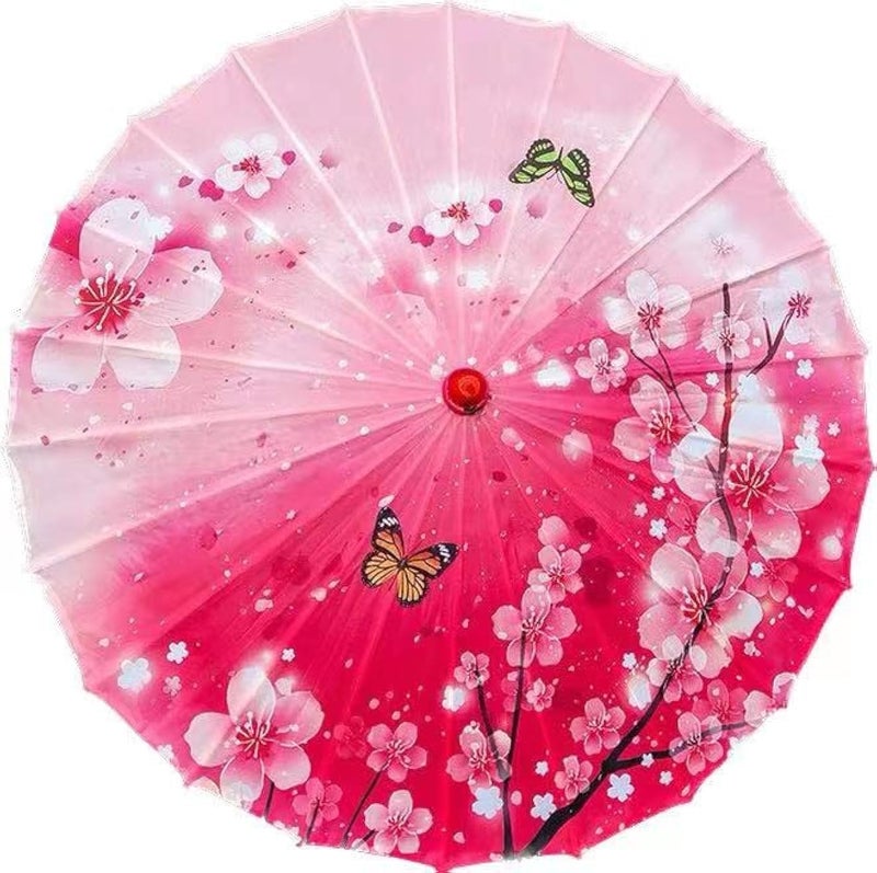 Bestage 33" Handmade Oiled Parasol Bamboo Silk Umbrella Chinese Japanese Art Classical Dance Umbrella Plum Blossom for Wedding Parties Photography Costumes Cosplay Decoration and Other Events - Image 1