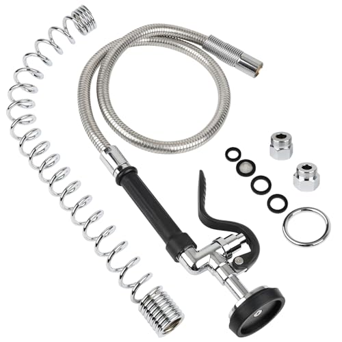 TNROTED 45 StainlessSteel Pre Rinse Hose with Sprayer Valve Spring 142 GPM Commercial Sink Sprayer Hose with Nozzle Head Replacement Kit for Commercial Restaurant Kitchen Faucet - Image 1