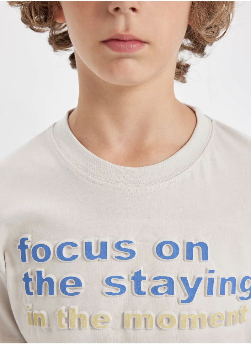DeFacto Printed Round Neck Short Sleeve T-Shirt