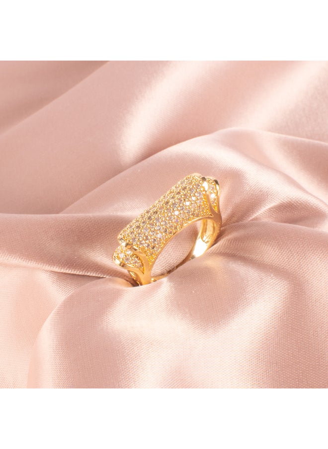 Generic - Chinese Gold Zirconic Soire Twins Ring Size 8 - Image 1